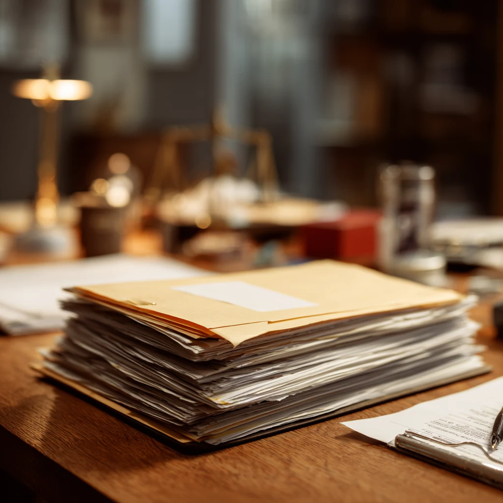 Documents in manila envelopes on a desk. Letters of Testamentary NC