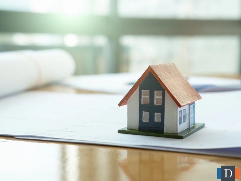 A figure of a house on a document to represent estate administration.