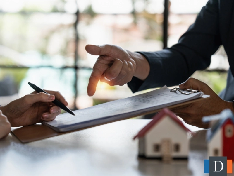 A lawyer hands a client a document to sign for estate planning. This is for the page titled estate planning in Wake Forest, NC.