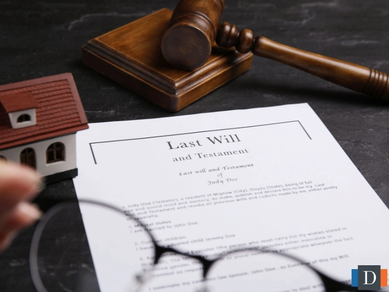 A last will document with a gavel. This image is for the page title, "Probate Attorney in Wake Forest, NC."