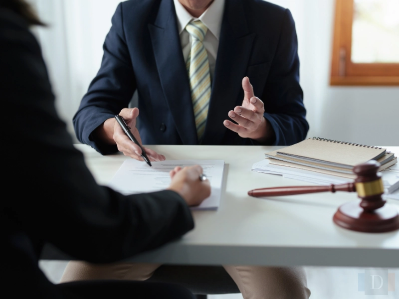 A Wake Forest personal injury lawyer reviewing documents with a client.