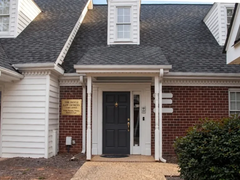 Brick office suite. The Doyle Law Offices - Cary, NC Estate Planning Office. Cary lawyer for wills, estates, estate planning, probate and inheritance disputes.