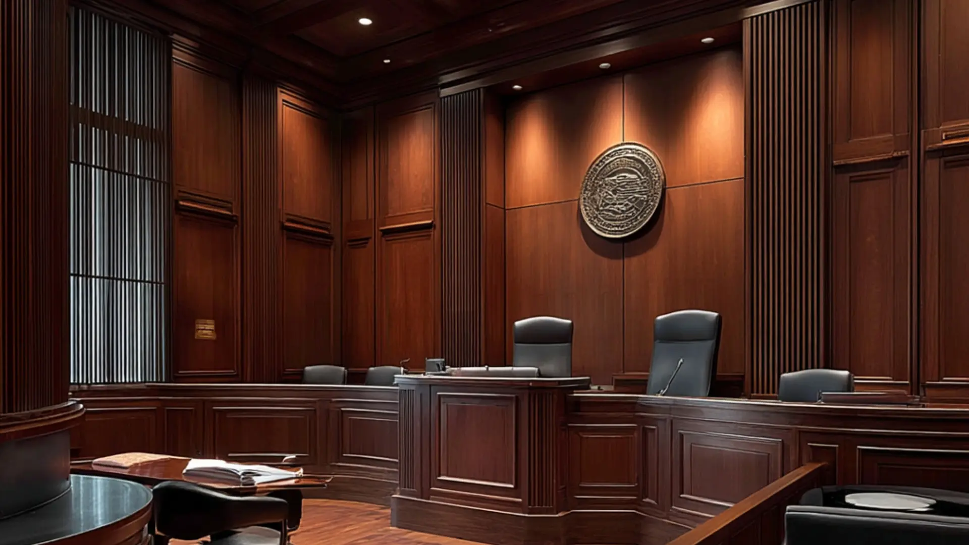 A modern courtroom in Wake County. A wills & estate planning attorney will represent clients here. wills lawyer, estate planning attorney, trust lawyer, probate attorney, probate lawyer in Cary and Wake Forest, NC.
